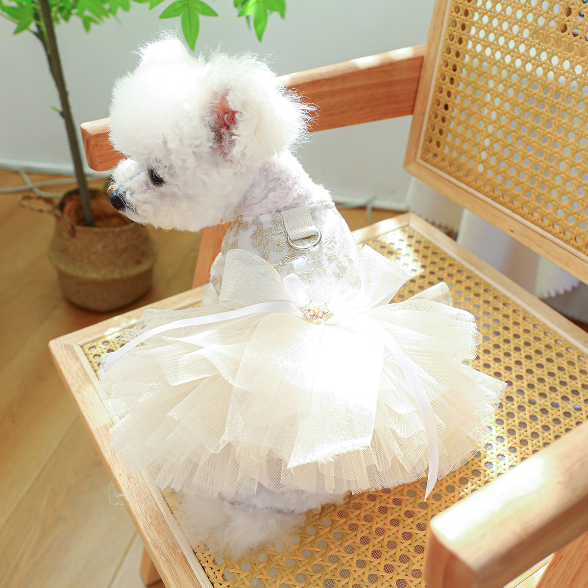 Elegant  Pet Wedding Costume Dog Tulle Tutu Dress with Sequin Bodice